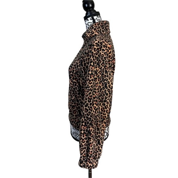 BP. | Women's Animal Print Leopard 1/2 Zip Long Sleeve Fleece Pullover XXS - Picture 6 of 9